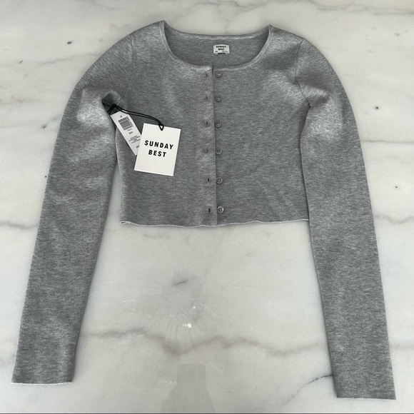 Aritzia Sunday Best Izzy Cardigan Grey XXS (NWT) - Picture 5 of 7